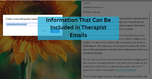 Information That Can Be Included in Therapist Emails